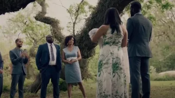 Teri Jon by Rickie Freeman Embellished Halter Midi-Dress worn by Darla (Bianca Lawson) as seen in Queen Sugar (S07E01)