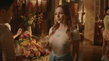 J. Crew Short Sleeve Cashmere T Shirt worn by Fallon Carrington (Elizabeth Gillies) as seen in Dynasty (S04E19)