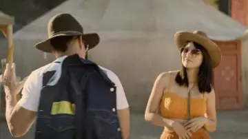 DEnim Jacket with yellow straps worn by Huck Dembo (Mark Wahlberg) in Me Time movie wardrobe