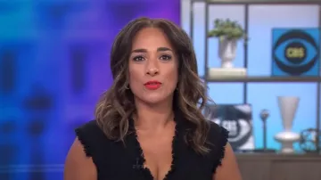 Rebecca Taylor V-Neck Tweed Dress usado por Michelle Miller como se ve en CBS Mornings el 12 de septiembre de 2022