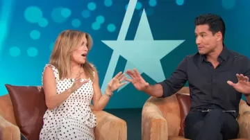 Vestido Midi de Lunares de Zara usado por Kit Hoover como se ve en Access Hollywood el 13 de septiembre de 2022