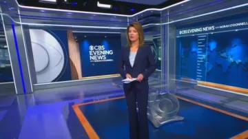 Alexander McQueen Chaqueta de un solo botón usada por Norah O'Donnell como se ve en CBS Evening News el 16 de septiembre de 2022