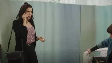 OLD NAVY Ruffle-Trimmed Cami Blouse Navy Floral worn by Shannon Ross (Nicole Power) as seen in Strays (S02E01)