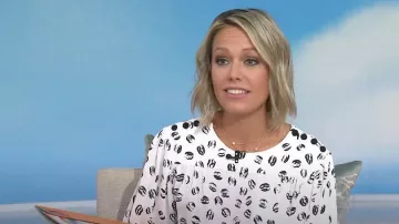 Reiss Jolie Lips Print Long Sleeve Top usado por Dylan Dreyer como se ve en Today with Hoda & Jenna el 15 de septiembre de 2022