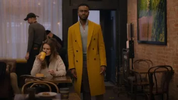 Todd Snyder Italian Boucle Double Breasted Topcoat In Chartreuse worn by Tyler Robinson (Bradley Gibson) as seen in Partner Track (S01E10)