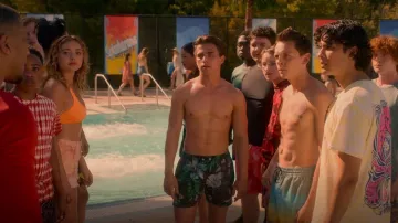 Boss Piranha Floral-print Swim Shorts worn by Robby Keene (Tanner Buchanan) as seen in Cobra Kai (S05E04)