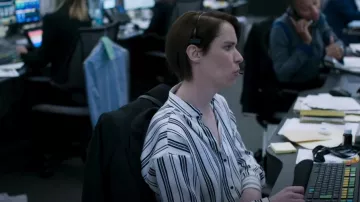 Zara Striped Satin Shirt worn by Jackie Walsh (Caoilfhionn Dunne) as seen in Industry (S02E03)