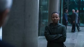 Rains Curve Jack­et worn by Harper Stern (Myha'la Herrold) as seen in Industry (S02E06)