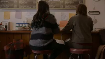 Acne Studios Kalia Block Striped Distressed Sweater worn by Patty O'Connor (Mary Hollis Inboden) as seen in KEVIN CAN F**K HIMSELF (S02E01)