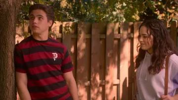 Primitive Rosebud Red & Black Stripe T-Shirt worn by Robby Keene (Tanner Buchanan) as seen in Cobra Kai (S05E07)