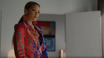 Lisa Folawiyo Lucky Asymmetric Patchwork Silk Blazer worn by Dominique Deveraux (Michael Michele) as seen in Dynasty (S05E22)