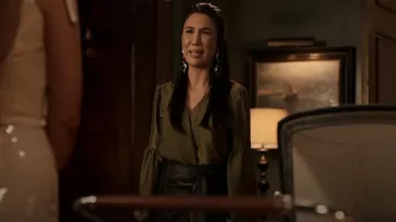 Michael Kors Hammered Stain Wrap Top worn by Ellen (Grace Junot) as seen in Dynasty (S05E22)