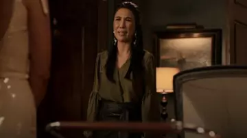 Michael Kors Hammered Stain Wrap Top worn by Ellen (Grace Junot) as seen in Dynasty (S05E22)