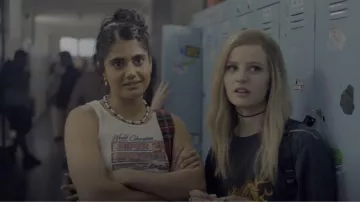 Princess Polly Speedway Tank worn by Amerie Wadia (Ayesha Madon) as seen in Heartbreak High (S01E01)