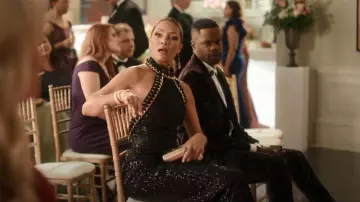 Balmain Sequin Embellished Halterneck Dress worn by Dominique Deveraux (Michael Michele) as seen in Dynasty (S05E22)