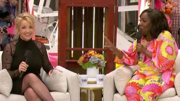 Trina Turk Sandia Top worn by Sheryl Underwood as seen in The Talk on September 16,2022