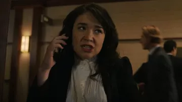 Tory Burch Deneuve Ruffled Shell worn by Marissa Gold (Sarah Steele) as seen in The Good Fight (S06E01)
