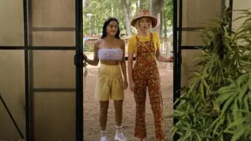 Purple Tulle Ruffle Crop Bra Top worn by Drea (Camila Mendes) in Do Revenge