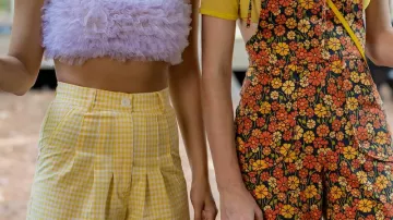 Yellow Gingham Shorts worn by Drea (Camila Mendes) in Do Revenge