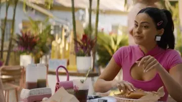 Pink Teardrop Cut Out Ribbed Top worn by Drea (Camila Mendes) in Do Revenge