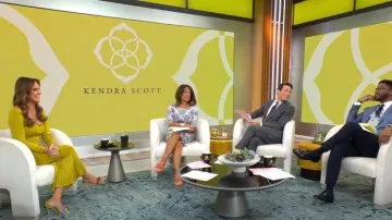Galvan Atalanta Dress in Chartreuse worn by Kendra Scott as seen in CBS Mornings on  September 20, 2022