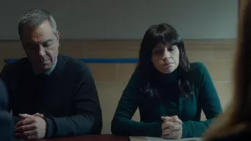 J Crew Tissue Turtleneck Green worn by DS Niamh McGovern (Charlene McKenna) as seen in Bloodlands (S02E01)