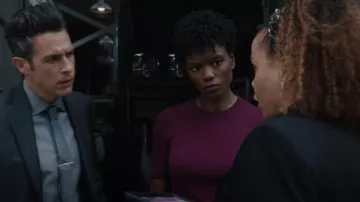 P.A.R.O.S.H. Ribbed Knit Wool T-shirt worn by Tiffany Wallace(Katherine Renee Kane) as seen in FBI (S05E01)