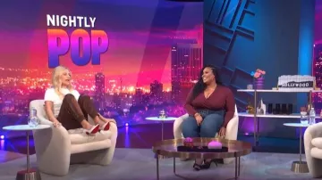 Tom Ford Grosgrain-Trimmed Satin Jogger Pants worn by Morgan Stewart as seen in E! News  Nightly Pop on September 15,2022