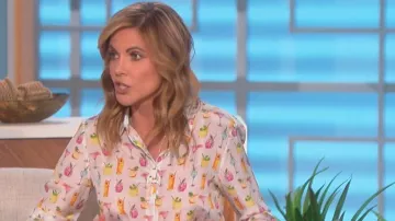 Alice and Olivia Willa Silk Blouse worn by Natalie Morales as seen in The Talk on September 21,2022