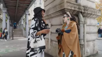 Boohoo Over­sized Dog­tooth Wool Look Coat worn by Kacey Margo as seen in Real Girlfriends in Paris (S01E03)