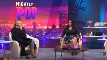 Nina Parker Trendy Faux-Leather Skirt worn by Nina Parker as seen in E! News Nightly Pop on September 22,2022