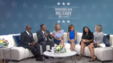 Eliza J Black White Ombre Stripe Shift Dress worn by Dylan Dreyer as seen in Today on September 22,2022