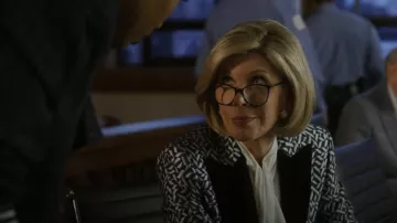 Emporio Armani Geometric Jacquard Jacket worn by Diane Lockhart (Christine Baranski) as seen in The Good Fight (S06E03)