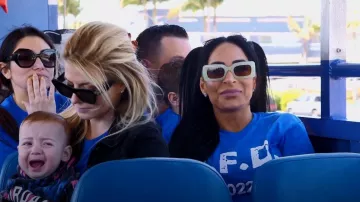 American Eagle Wasabi Gren Rectangle Sunglasses worn by Deena Nicole Cortese as seen in Jersey Shore: Family Vacation (S05E26)