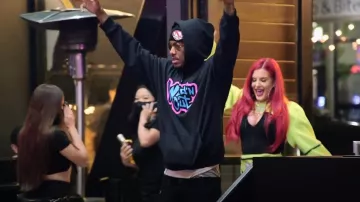 MTV Wild 'N Out Neon Old School Hooded Sweatshirt worn by Nick Cannon as seen in Jersey Shore: Family Vacation (S05E26)