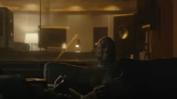 Homme + Femme Jacquard Tee Black with Purple and Royal Blue worn by Johnny (Luke Forbes) as seen in Atlanta (S04E03)