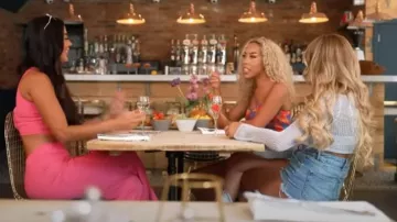 Pretty little thing Or­ange Print­ed Boned Corset worn by Dani Imbert as seen in The Only Way Is Essex (S30E03)