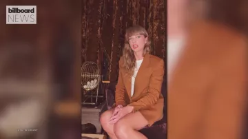 Brown blazer jacket worn by Taylor Swift on Tik Tok for Midnights song 13 reveal