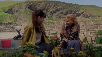 Spool No 72 Vintage Wyoming Native Vintage Inspired Boho Sweater Coat Jacket worn by Ruth Ellingham (Eileen Atkins) as seen in Doc Martin (S10E03)