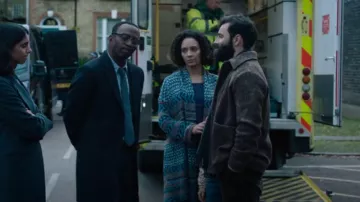 Reformation Creek Dress in Blue worn by Julianne (Camilla Beeput) as seen in The Suspect (S01E05)