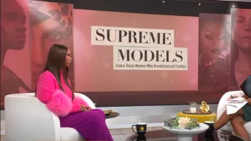 Lapointe Feather-Embellished Ribbed Cashmere And Silk-Blend Turtleneck Sweater worn by Iman as seen in CBS Mornings on  September 26,2022