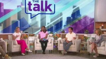 Orlebar Brown Jar­rett Striped Po­lo Shirt worn by Jerry O'Connell as seen in The Talk on September 29,2022