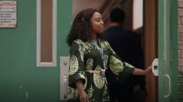 Zara Long Printed Dress worn by Janine Teagues (Quinta Brunson) as seen in Abbott Elementary (S02E01)