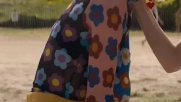 Rabôt X Lisa Says Gah Mesh flower shirt worn by Eleanor (Maya Hawke) in Do Revenge movie wardrobe