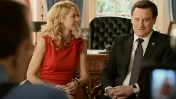 Valentino Techno Couture Rose-Shoulder Dress worn by Emily Nash Gilchrist (Jenna Elfman) as seen in 1600 Penn (S01E13)