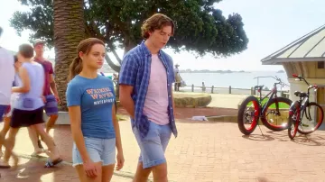 Waikiki Waves Waterpark T-Shirt in blue worn by Elle Evans (Joey King) in The Kissing Booth 3 movie wardrobe