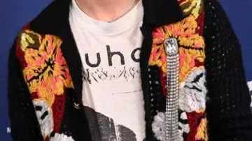 Celine Cardigan worn by Timothée Chalamet for Bones and All Photo Call at Venice Film Festival 2022