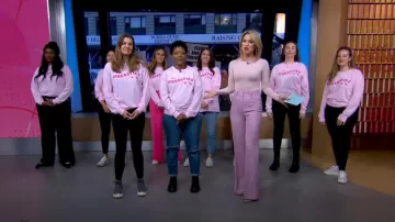Reiss Aura High Waist Flare Trousers worn by Amy Robach as seen in Good Morning America on  October 3,2022