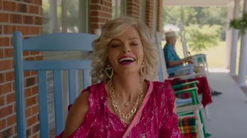 Amazon Pearl Heart Dangle Stud Earrings worn by Barb Flatch (Jaime Pressly) as seen in Welcome to Flatch (S02E01)