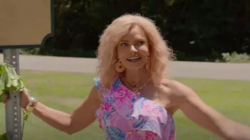 Lily Pulitzer Cabana Cocktail Earrings worn by Barb Flatch (Jaime Pressly) as seen in Welcome to Flatch (S02E01)